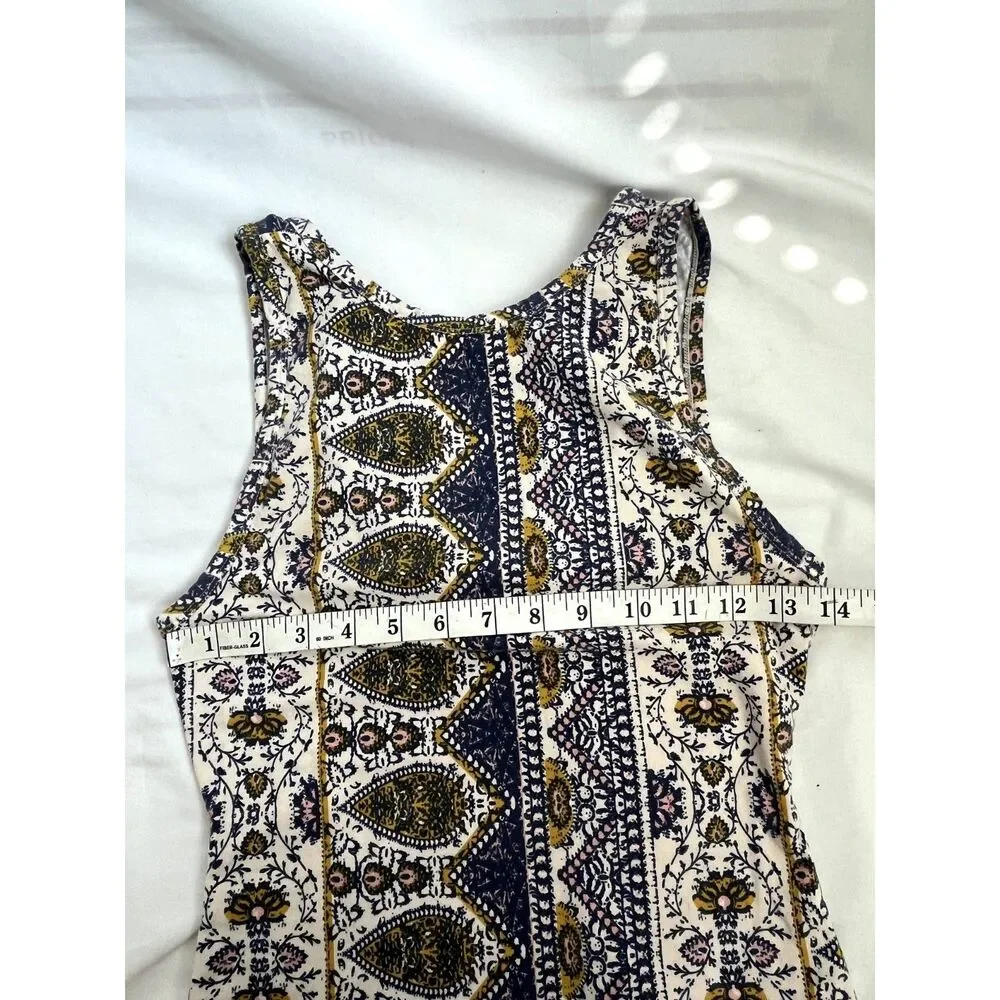 Intimately Free People Paisley Cotton Tank Top Sze XS Boho Keyhole Back Bohemian